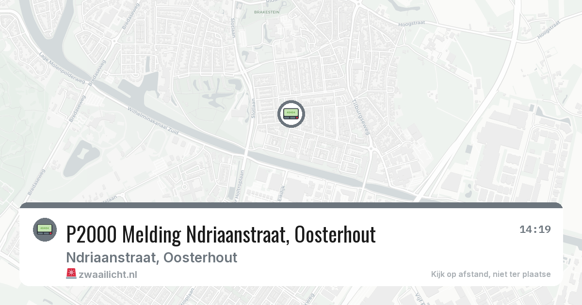 P2000 Melding Ndriaanstraat, Oosterhout — 18 mei 2026