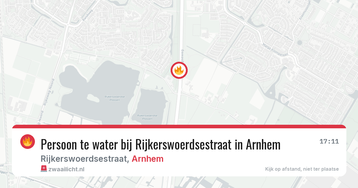 Persoon te water bij Rijkerswoerdsestraat in Arnhem — 29 jul 2026