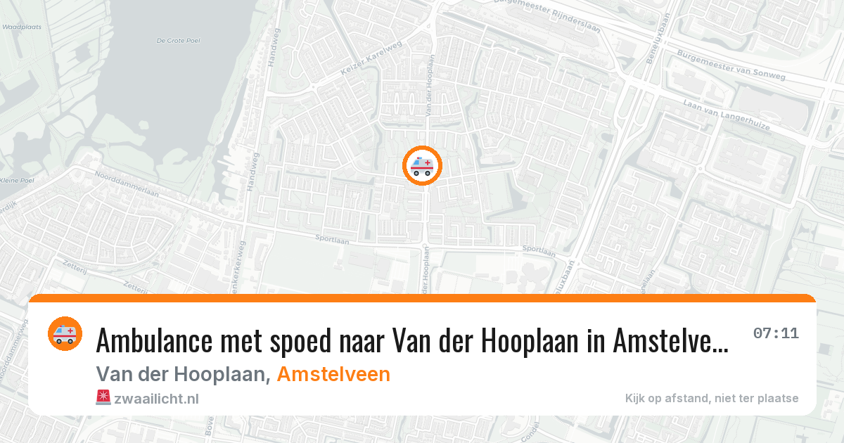 Ambulance met spoed naar Van der Hooplaan in Amstelveen — 14 aug 2026