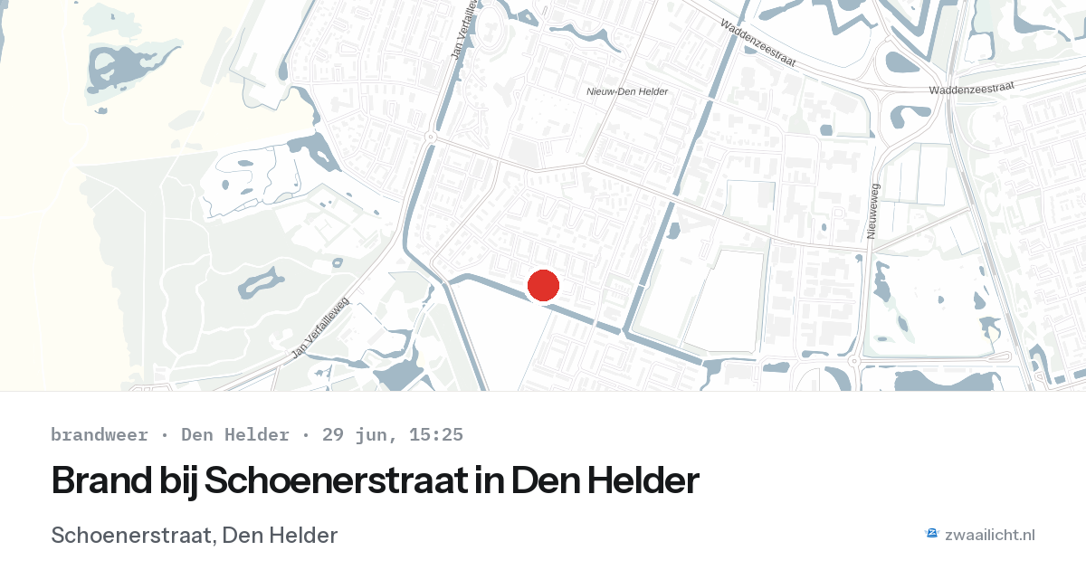 Brand bij Schoenerstraat in Den Helder — 29 jun 2026
