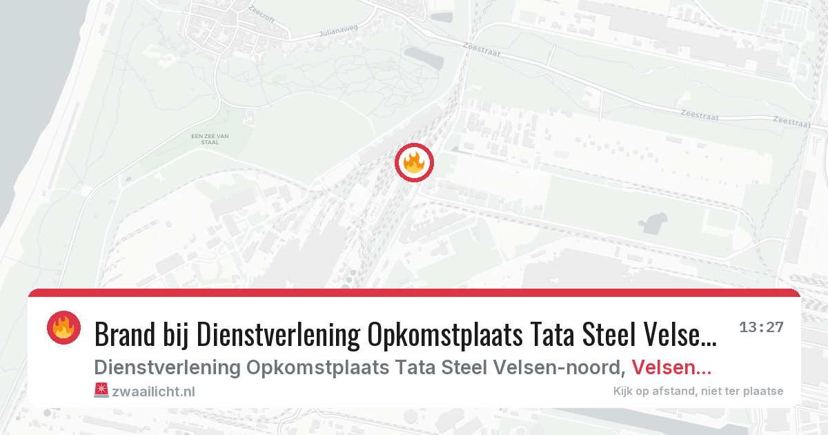 Brand bij Dienstverlening Opkomstplaats Tata Steel Velsen-noord in Velsen-Noord — 21 jun 2026