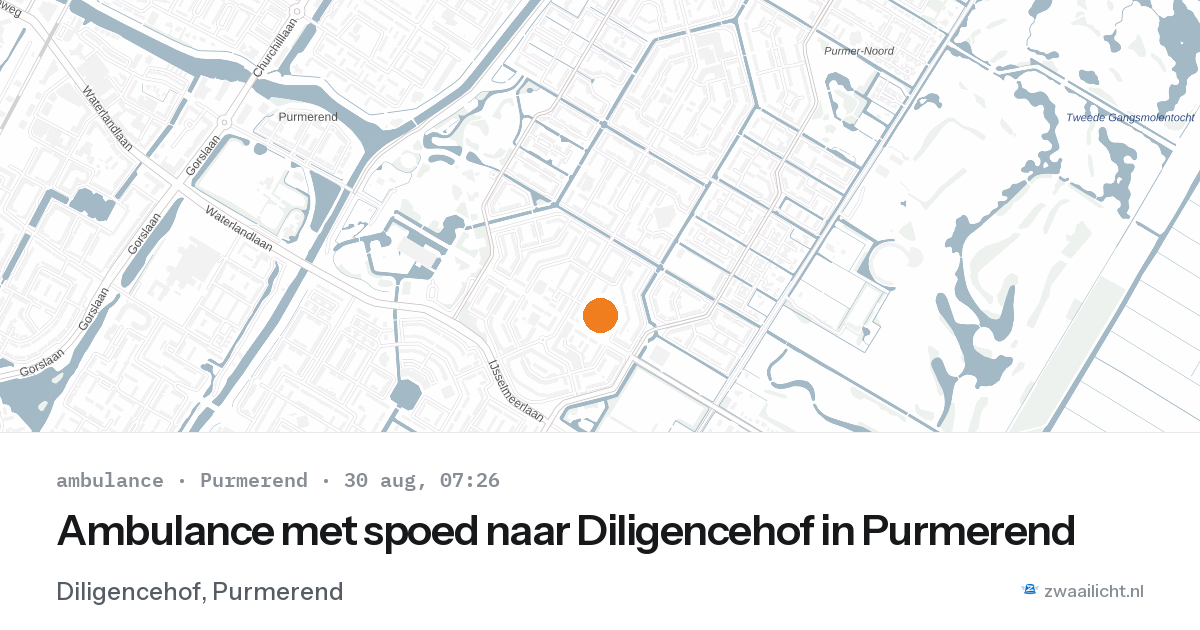 Ambulance met spoed naar Diligencehof in Purmerend — 30 aug 2026
