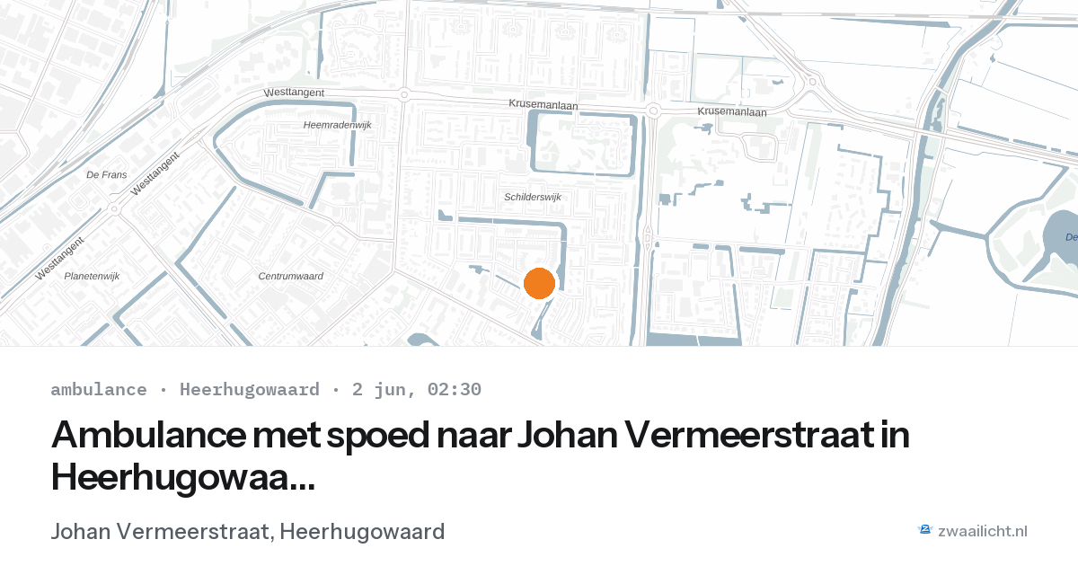 Ambulance met spoed naar Johan Vermeerstraat in Heerhugowaard — 2 jun 2026