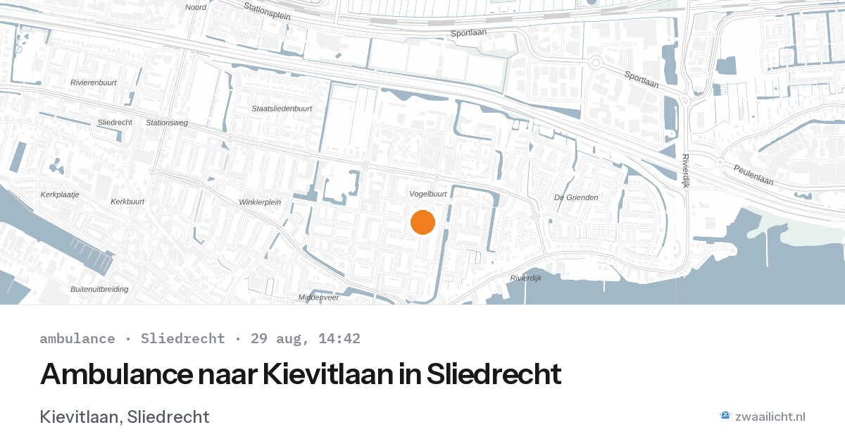 Ambulance naar Kievitlaan in Sliedrecht — 29 aug 2026