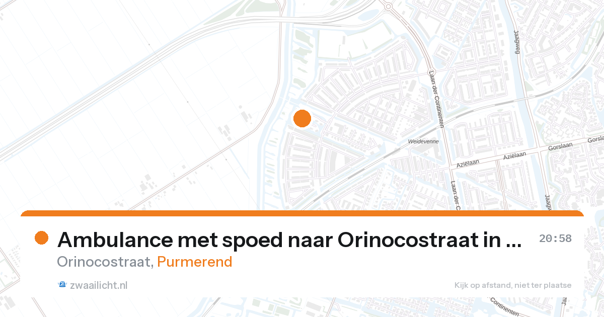 Ambulance met spoed naar Orinocostraat in Purmerend — 28 aug 2026
