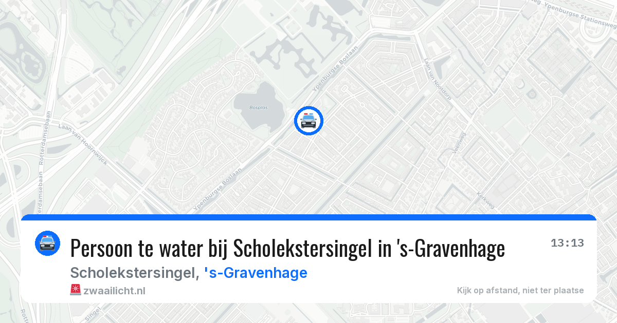 Persoon te water bij Scholekstersingel in 's-Gravenhage — 29 mrt 2026