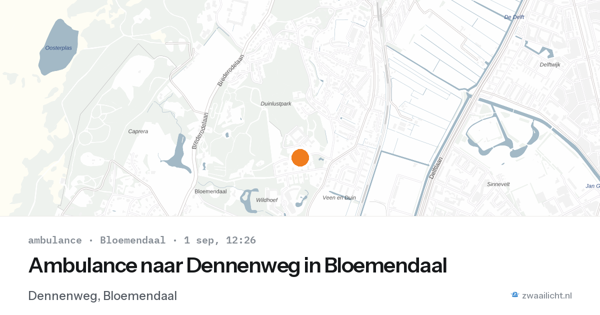Ambulance naar Dennenweg in Bloemendaal — 1 sep 2026