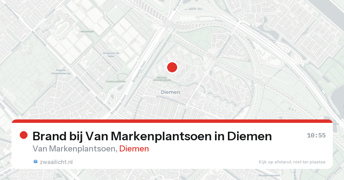 Brand bij Van Markenplantsoen in Diemen — 18 aug 2026