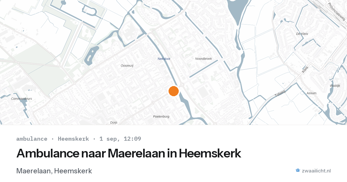 Ambulance naar Maerelaan in Heemskerk — 1 sep 2026