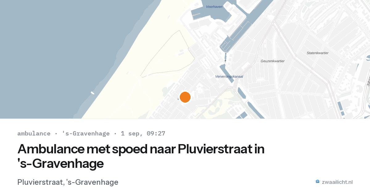 Ambulance met spoed naar Pluvierstraat in 's-Gravenhage — 1 sep 2026