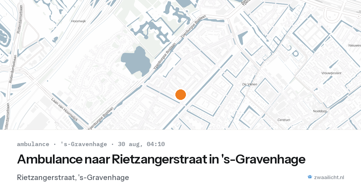 Ambulance naar Rietzangerstraat in 's-Gravenhage — 30 aug 2026