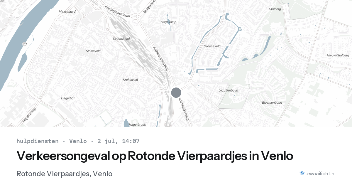 Verkeersongeval op Rotonde Vierpaardjes in Venlo — 2 jul 2026