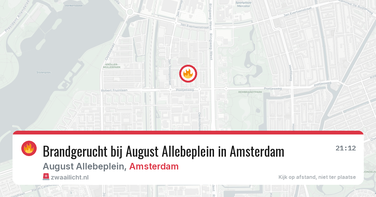 Brandgerucht bij August Allebeplein in Amsterdam — 24 mei 2026
