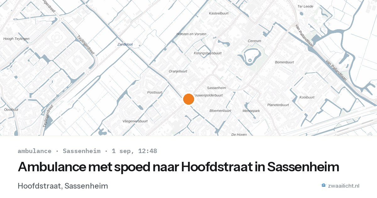 Ambulance met spoed naar Hoofdstraat in Sassenheim — 1 sep 2026