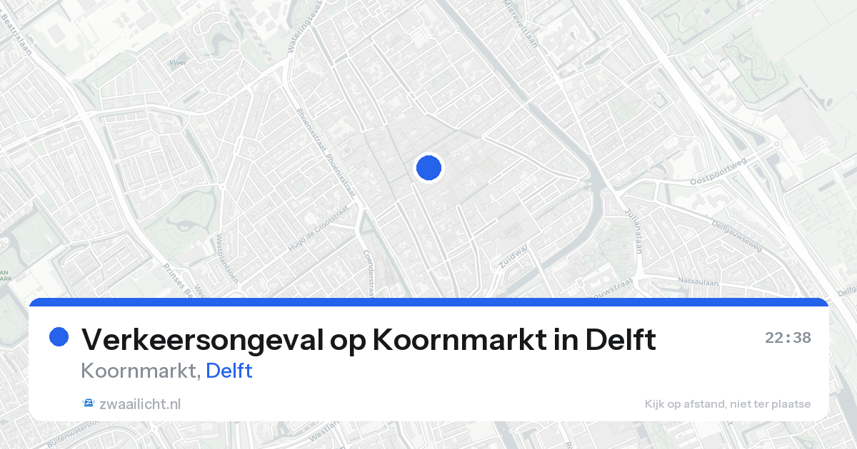 Verkeersongeval op Koornmarkt in Delft — 22 aug 2026