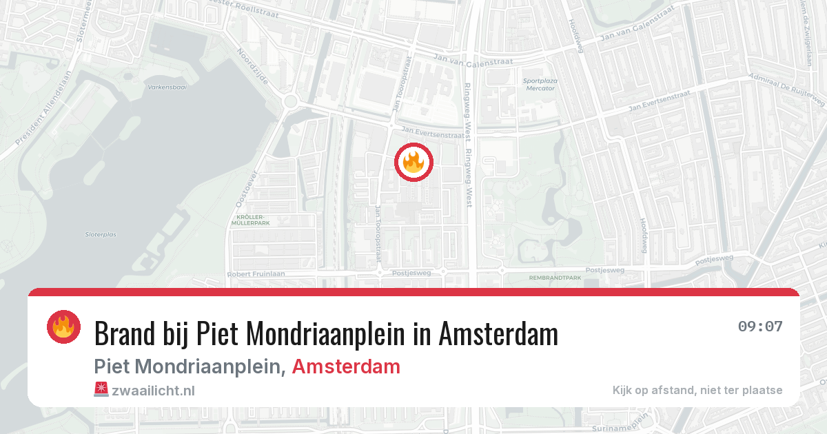 Brand bij Piet Mondriaanplein in Amsterdam — 19 mei 2026
