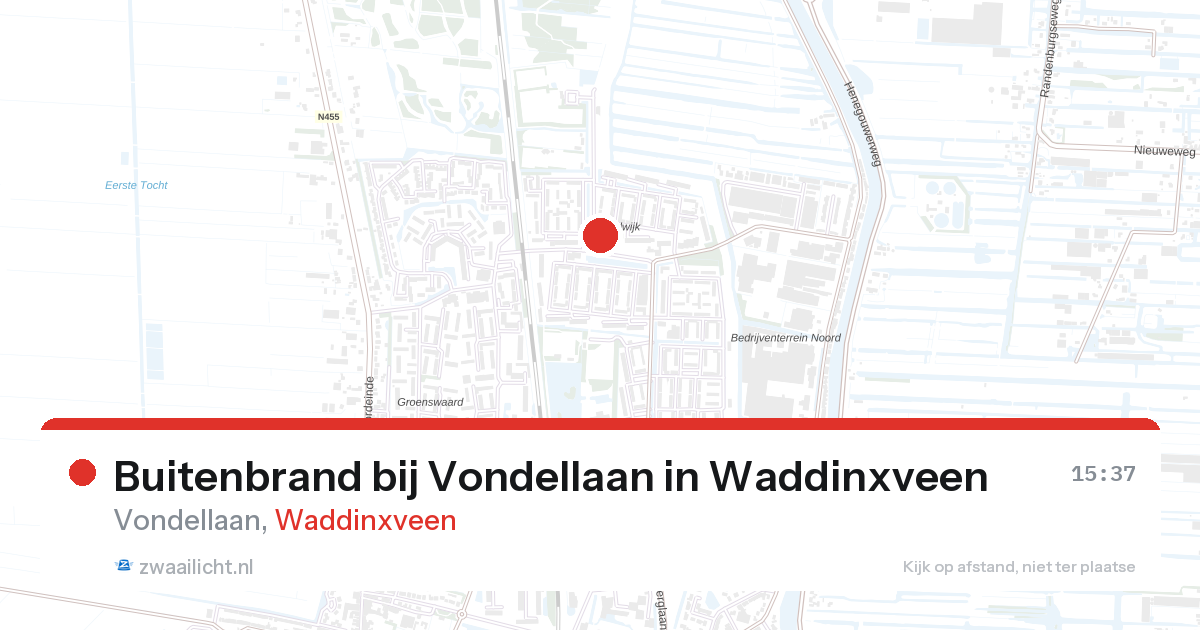 Buitenbrand bij Vondellaan in Waddinxveen — 10 mrt 2026