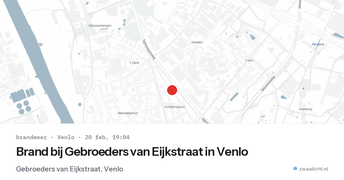 Brand bij Gebroeders van Eijkstraat in Venlo — 20 feb 2026