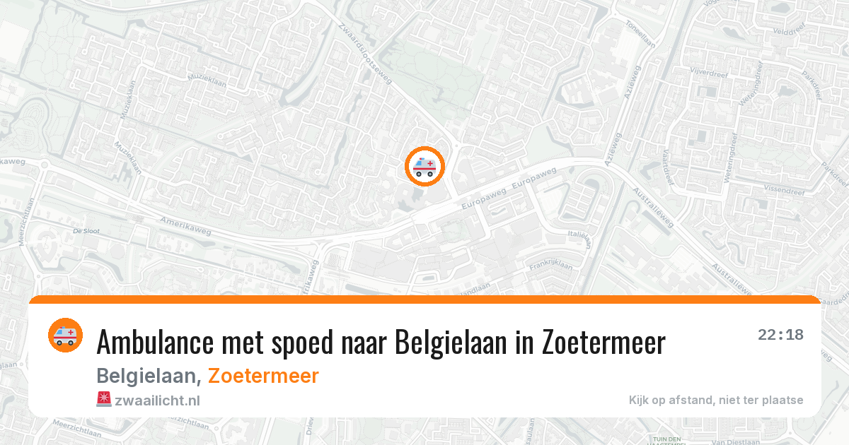Ambulance met spoed naar Belgielaan in Zoetermeer — 22 jun 2026
