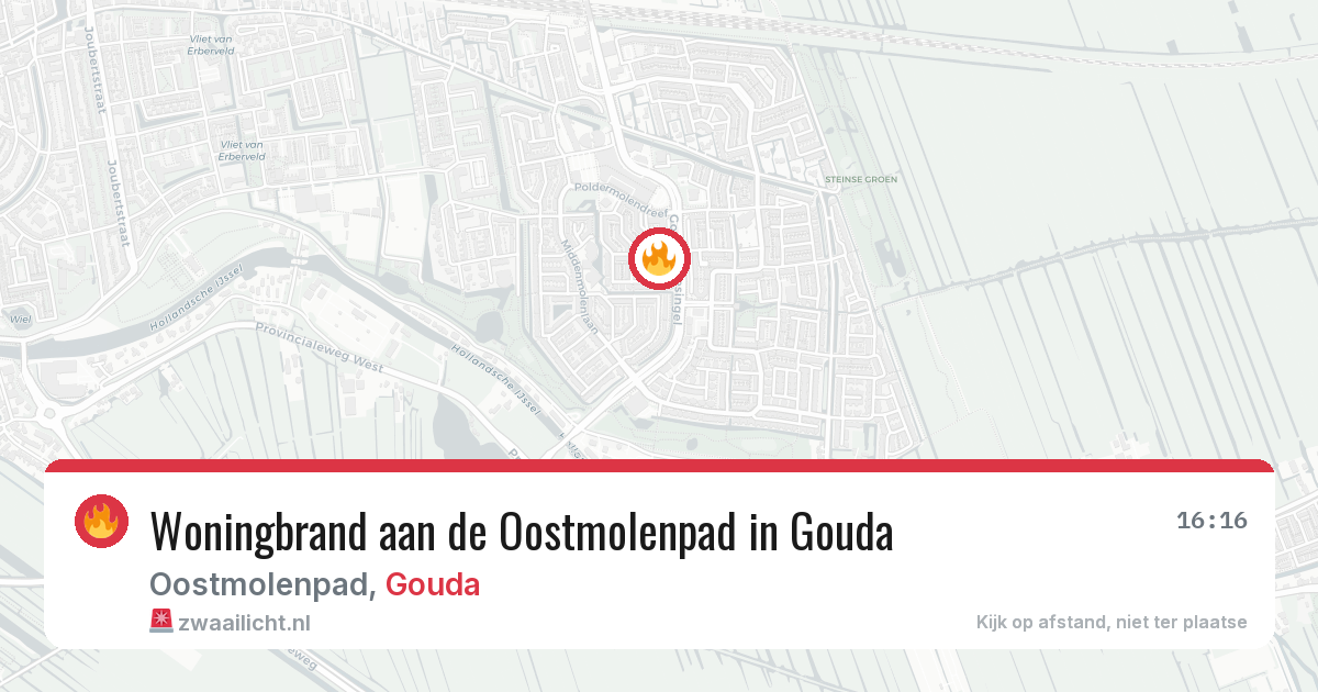 Woningbrand aan de Oostmolenpad in Gouda — 1 jul 2026
