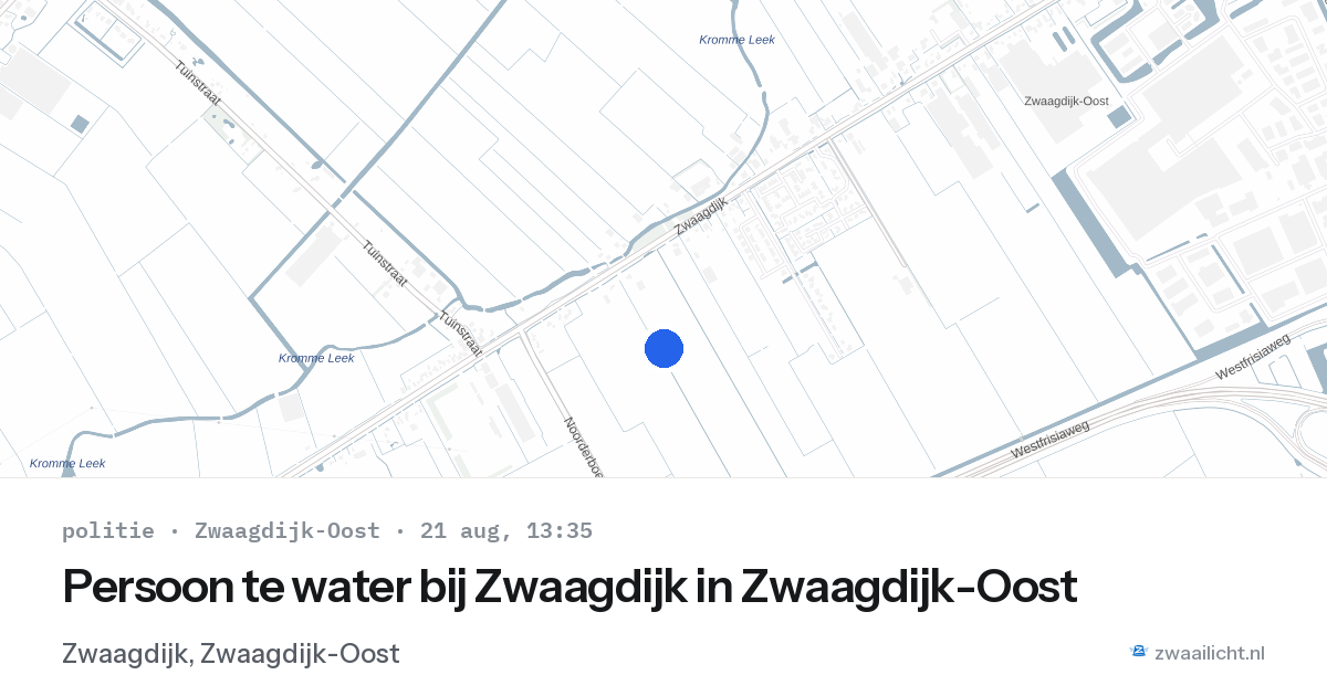 Persoon te water bij Zwaagdijk in Zwaagdijk-Oost — 21 aug 2026