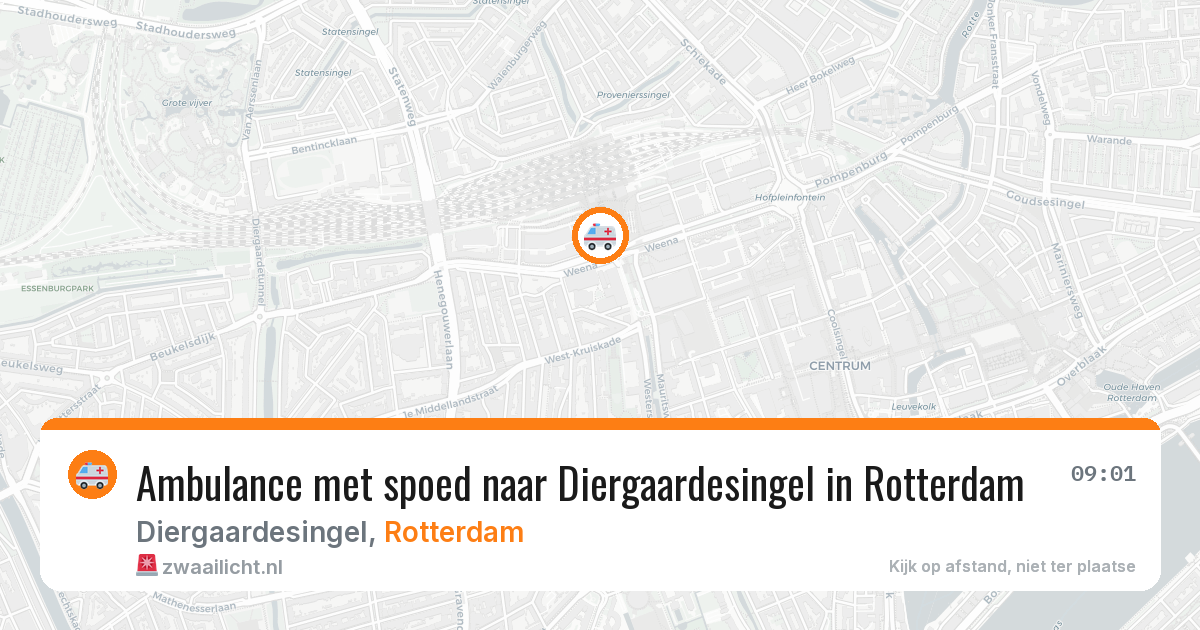 Ambulance met spoed naar Diergaardesingel in Rotterdam — 9 jul 2026