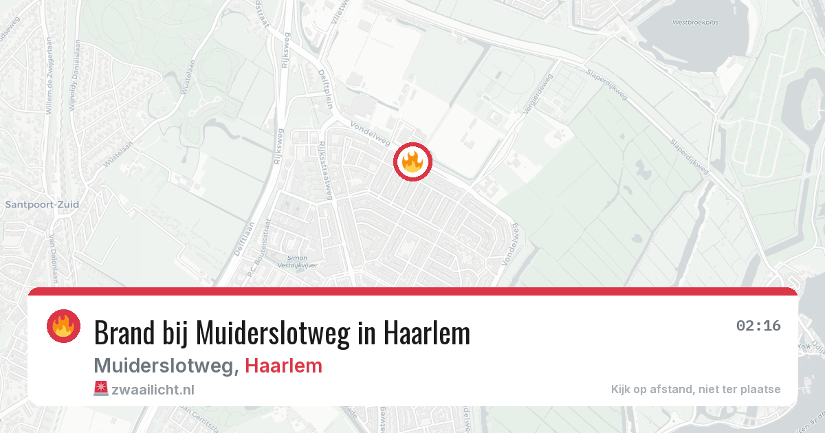 Brand bij Muiderslotweg in Haarlem — 12 aug 2026