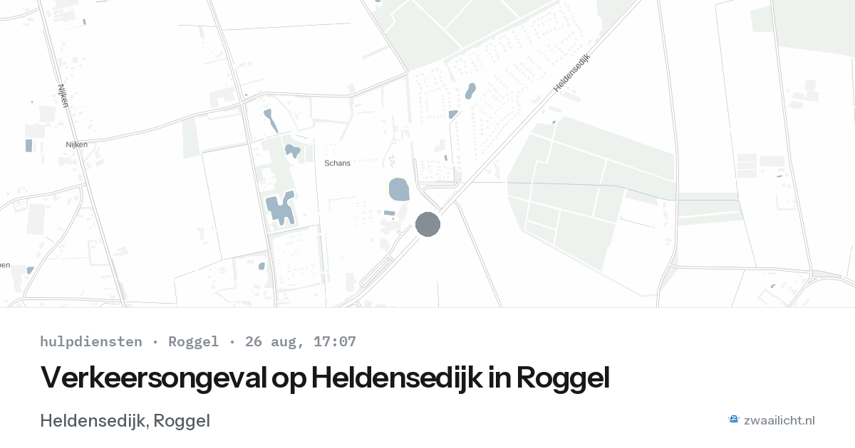 Verkeersongeval op Heldensedijk in Roggel — 26 aug 2026