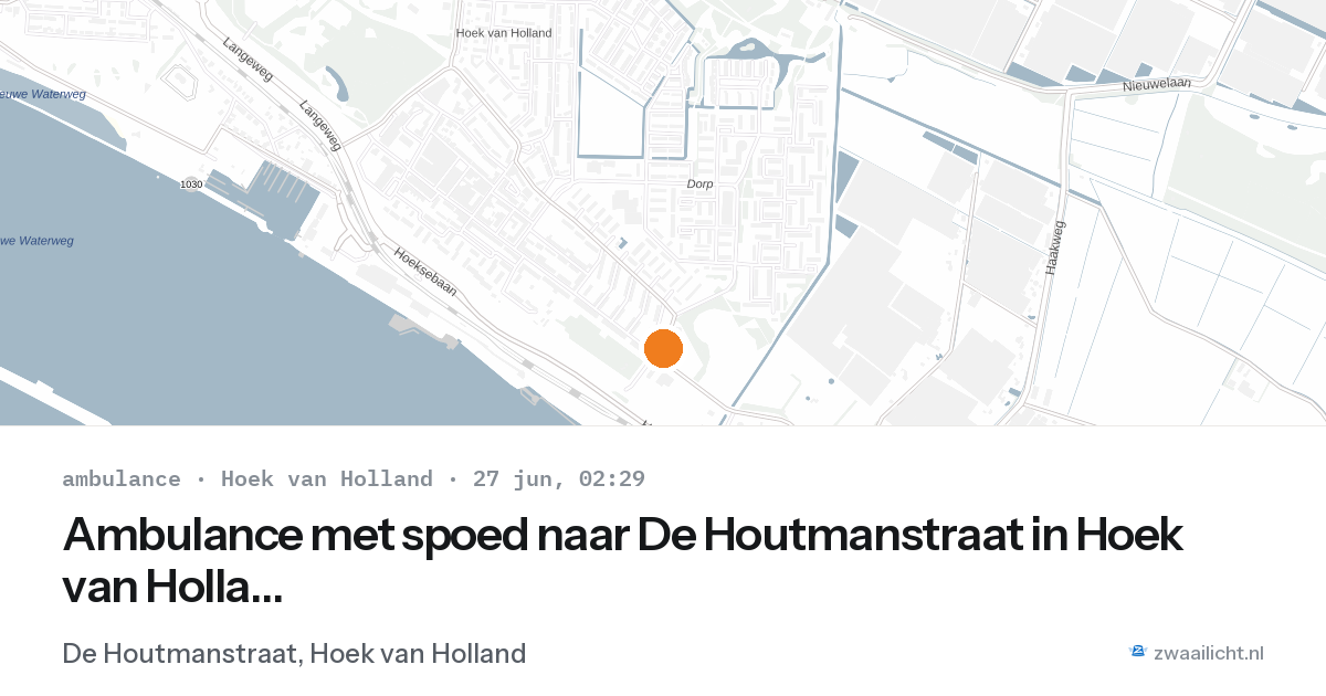 Ambulance met spoed naar De Houtmanstraat in Hoek van Holland — 27 jun 2026
