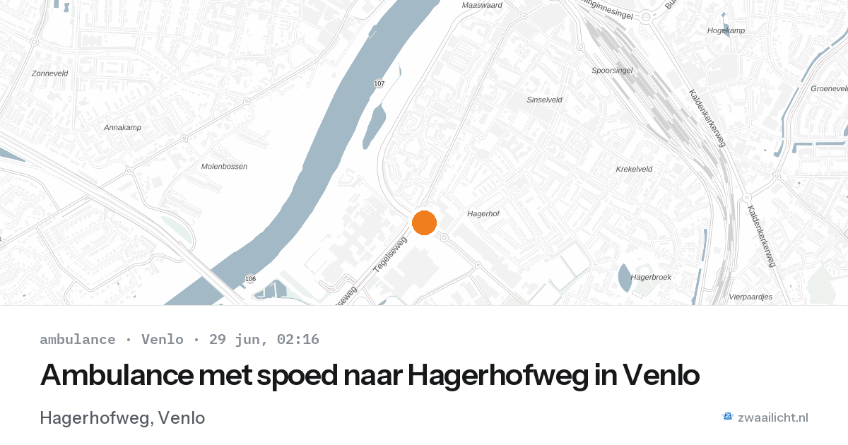 Ambulance met spoed naar Hagerhofweg in Venlo — 29 jun 2026