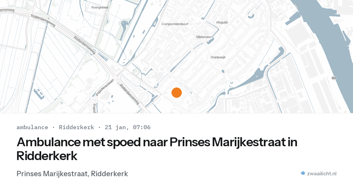 Ambulance met spoed naar Prinses Marijkestraat in Ridderkerk — 21 jan 2026