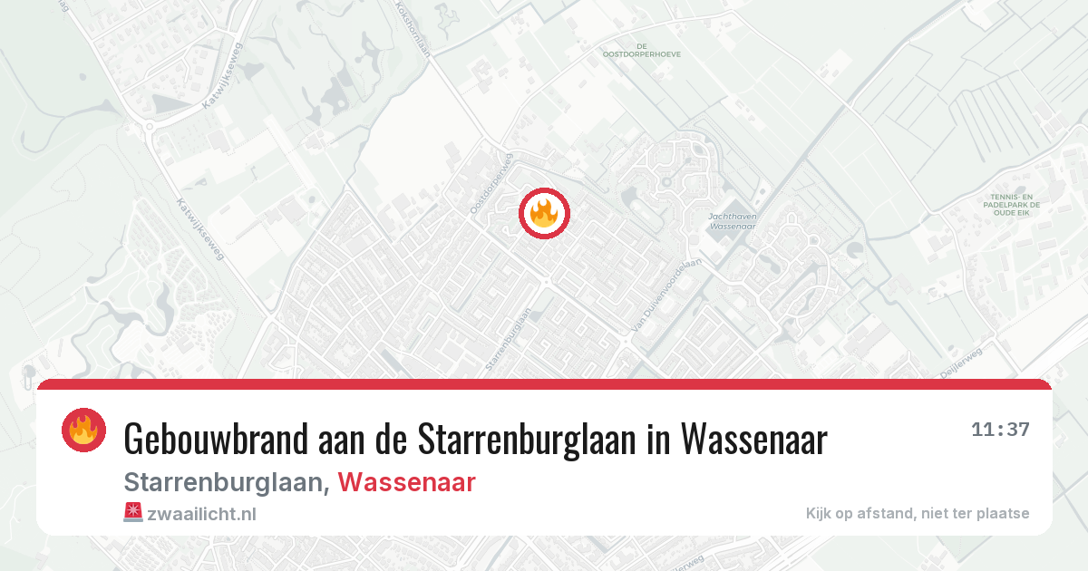 Gebouwbrand aan de Starrenburglaan in Wassenaar — 1 apr 2026