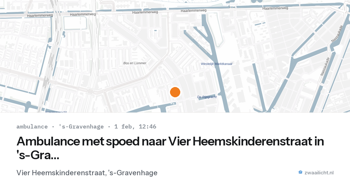 Ambulance met spoed naar Vier Heemskinderenstraat in 's-Gravenhage — 1 feb 2026