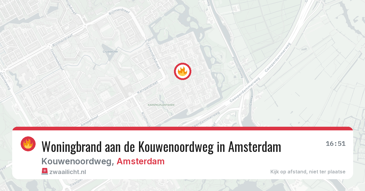 Woningbrand aan de Kouwenoordweg in Amsterdam — 20 jun 2026