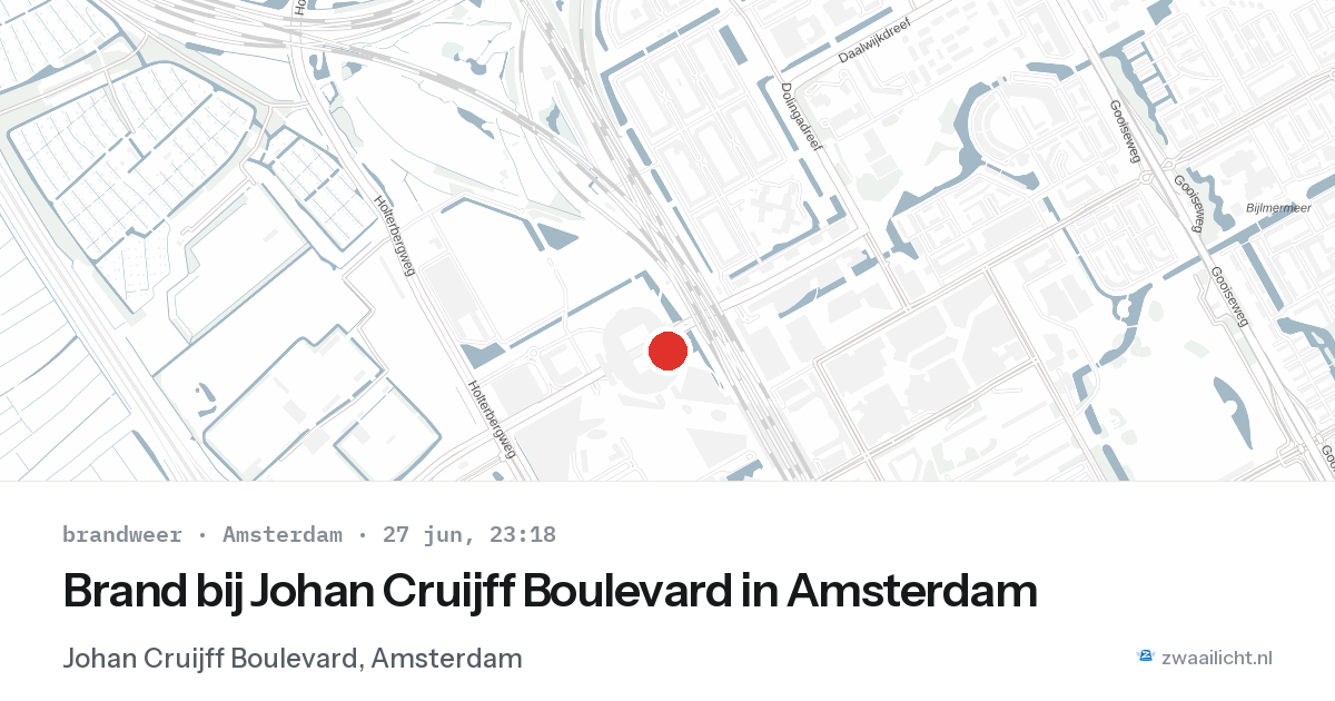 Brand bij Johan Cruijff Boulevard in Amsterdam — 27 jun 2026