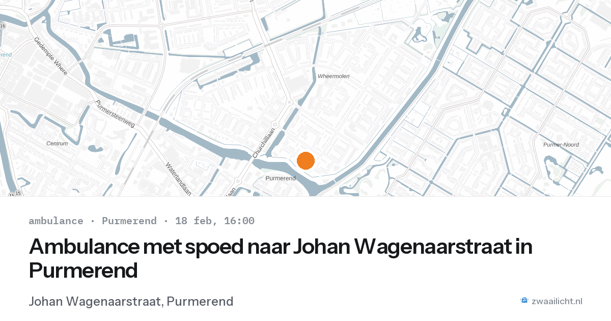 Ambulance met spoed naar Johan Wagenaarstraat in Purmerend — 18 feb 2026