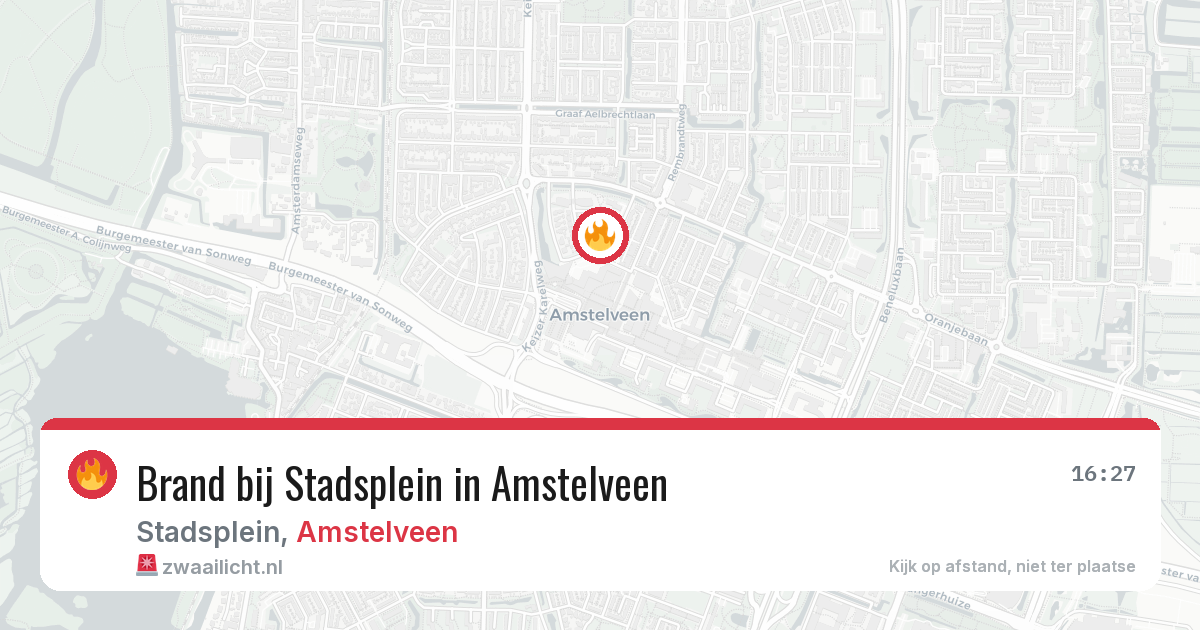 Brand bij Stadsplein in Amstelveen — 25 jun 2026