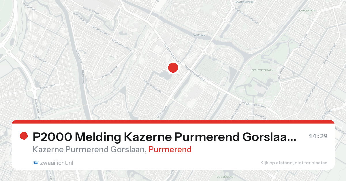 P2000 Melding Kazerne Purmerend Gorslaan, Purmerend — 2 feb 2026