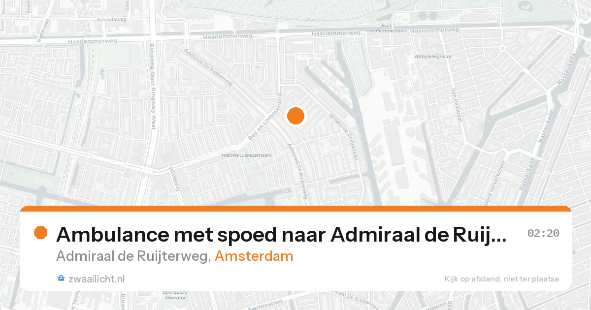 Ambulance met spoed naar Admiraal de Ruijterweg in Amsterdam — 22 aug 2026