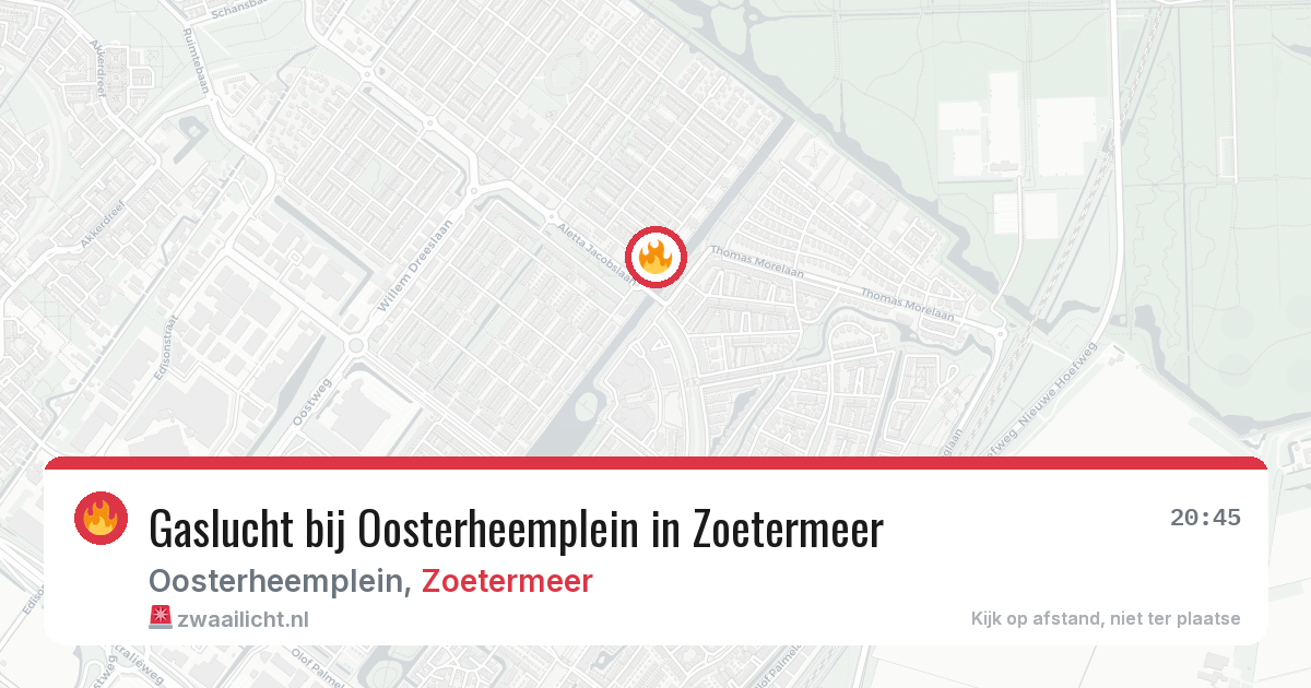 Gaslucht bij Oosterheemplein in Zoetermeer — 16 apr 2026