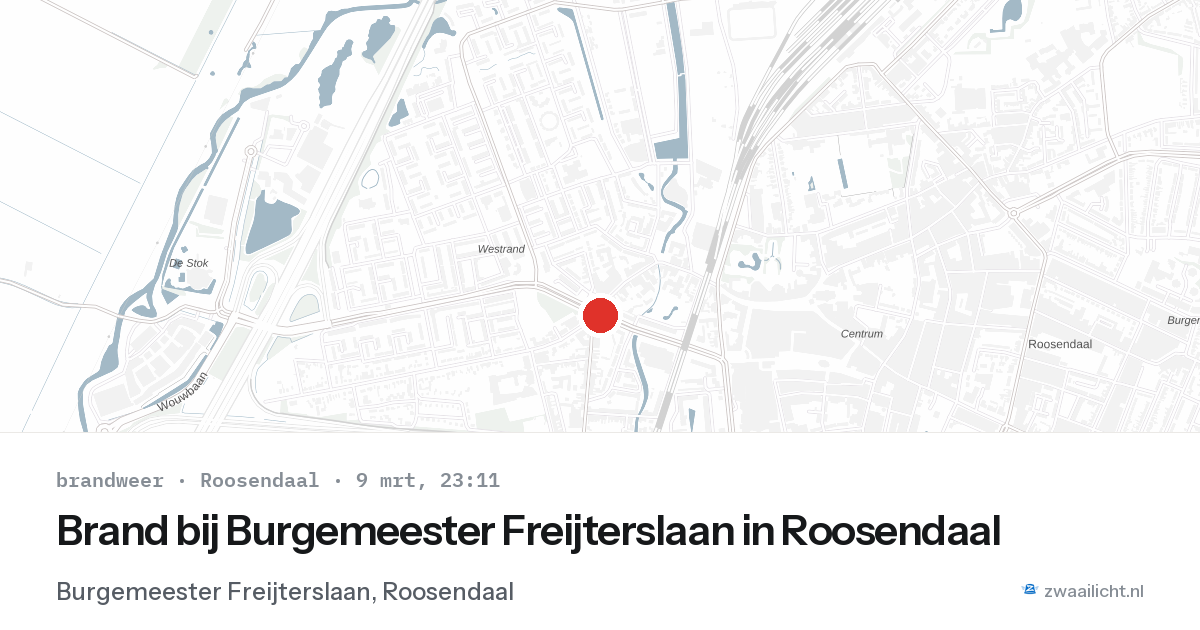 Brand bij Burgemeester Freijterslaan in Roosendaal — 9 mrt 2026