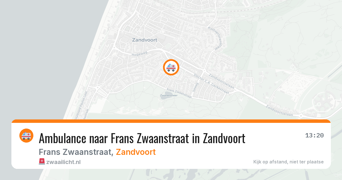 Ambulance naar Frans Zwaanstraat in Zandvoort — 9 aug 2026