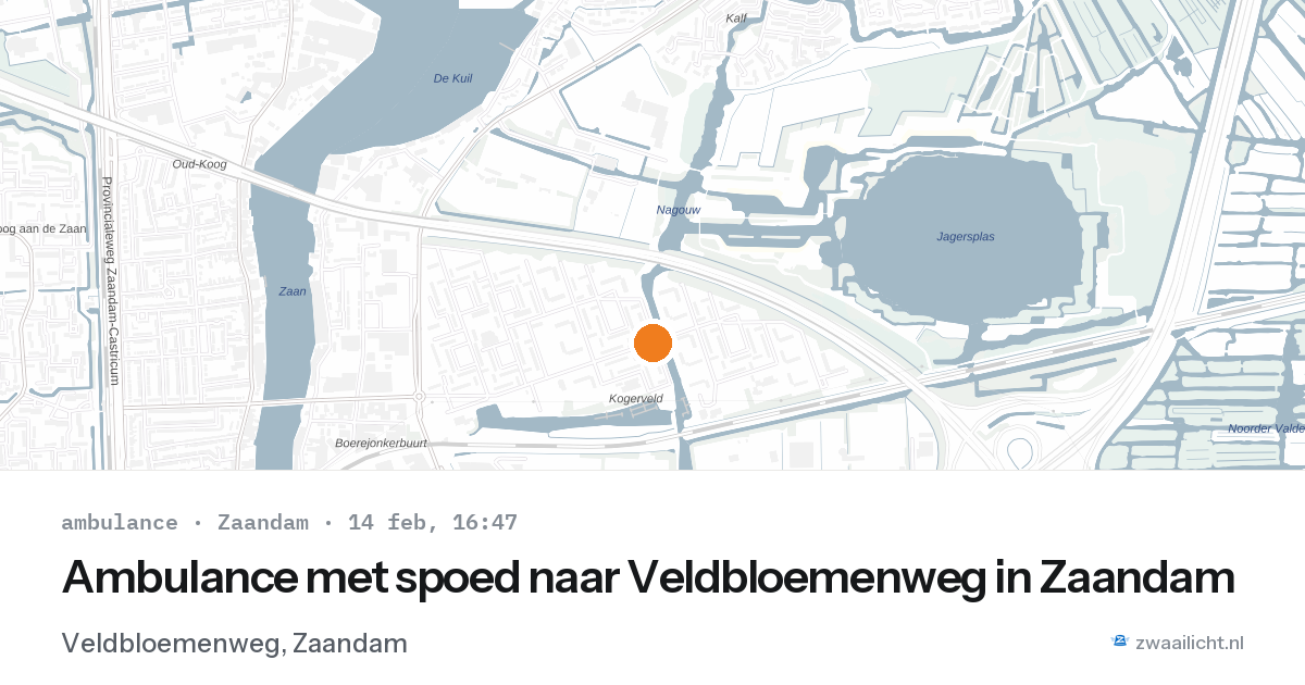 Ambulance met spoed naar Veldbloemenweg in Zaandam — 14 feb 2026