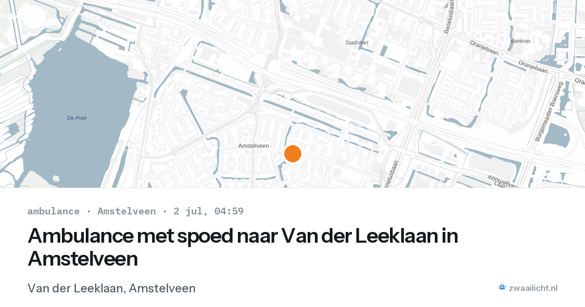 Ambulance met spoed naar Van der Leeklaan in Amstelveen — 2 jul 2026