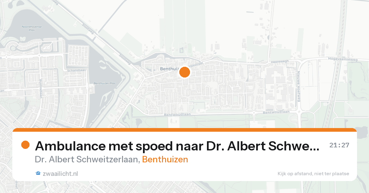 Ambulance met spoed naar Dr. Albert Schweitzerlaan in Benthuizen — 15 aug 2026