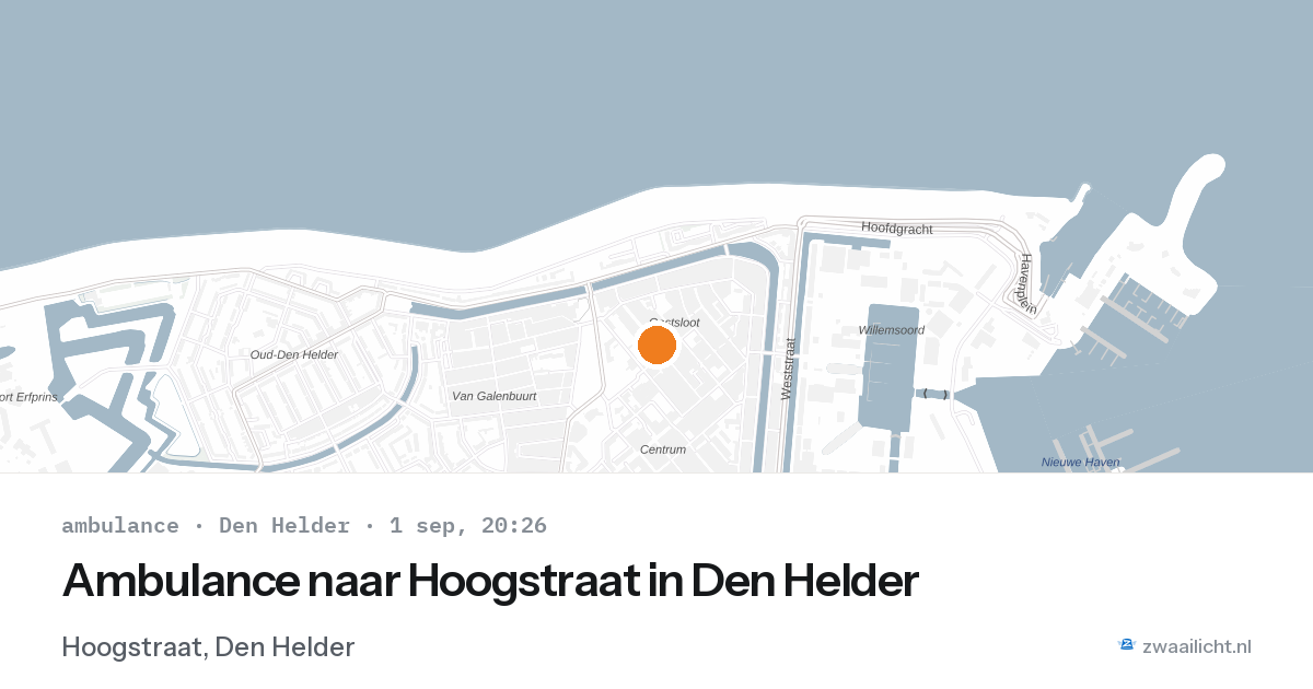 Ambulance naar Hoogstraat in Den Helder — 1 sep 2026