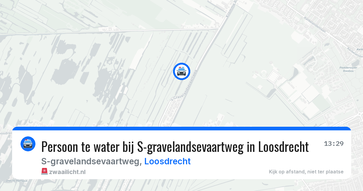 Persoon te water bij S-gravelandsevaartweg in Loosdrecht — 16 jul 2026