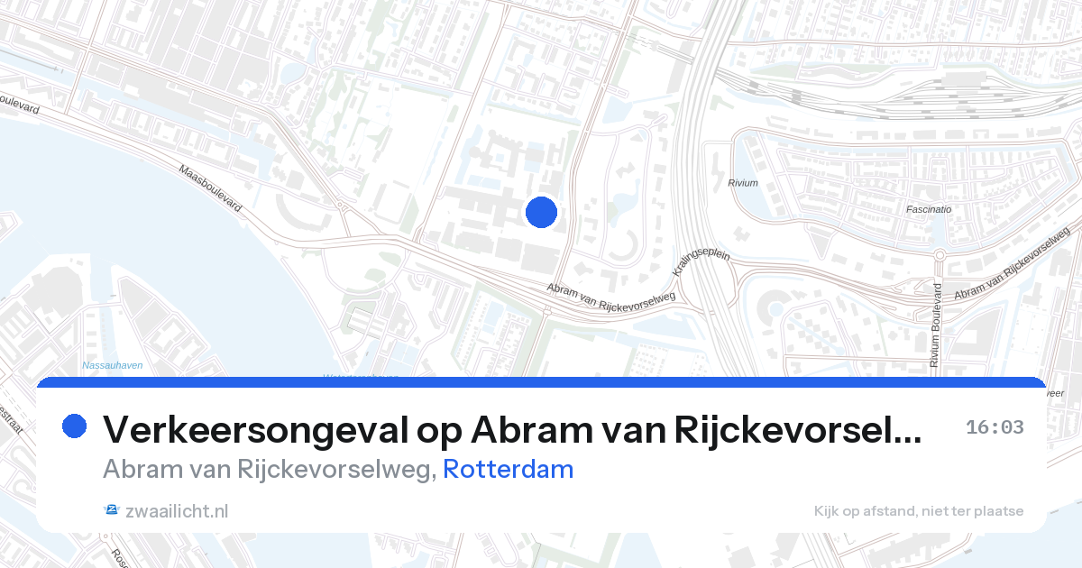 Verkeersongeval op Abram van Rijckevorselweg in Rotterdam — 28 aug 2026