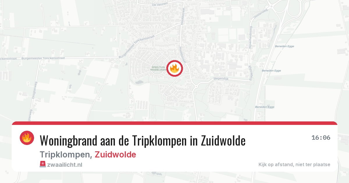 Woningbrand aan de Tripklompen in Zuidwolde — 10 jul 2026