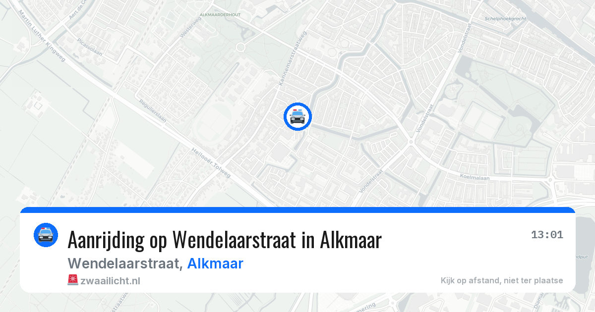 Aanrijding op Wendelaarstraat in Alkmaar — 12 mei 2026